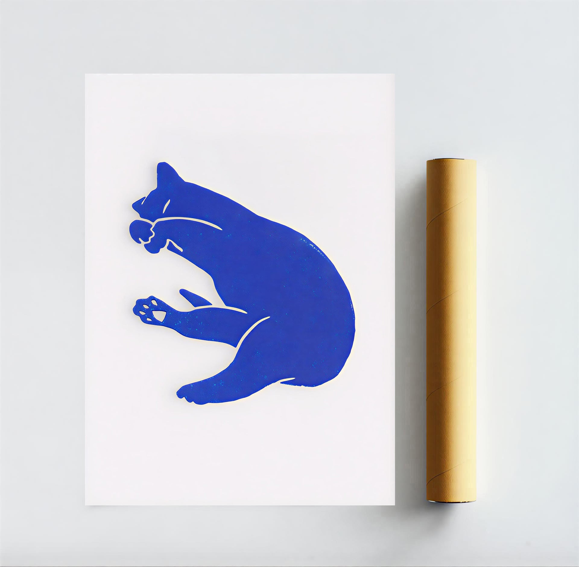 Lámina minimalista de gato azul