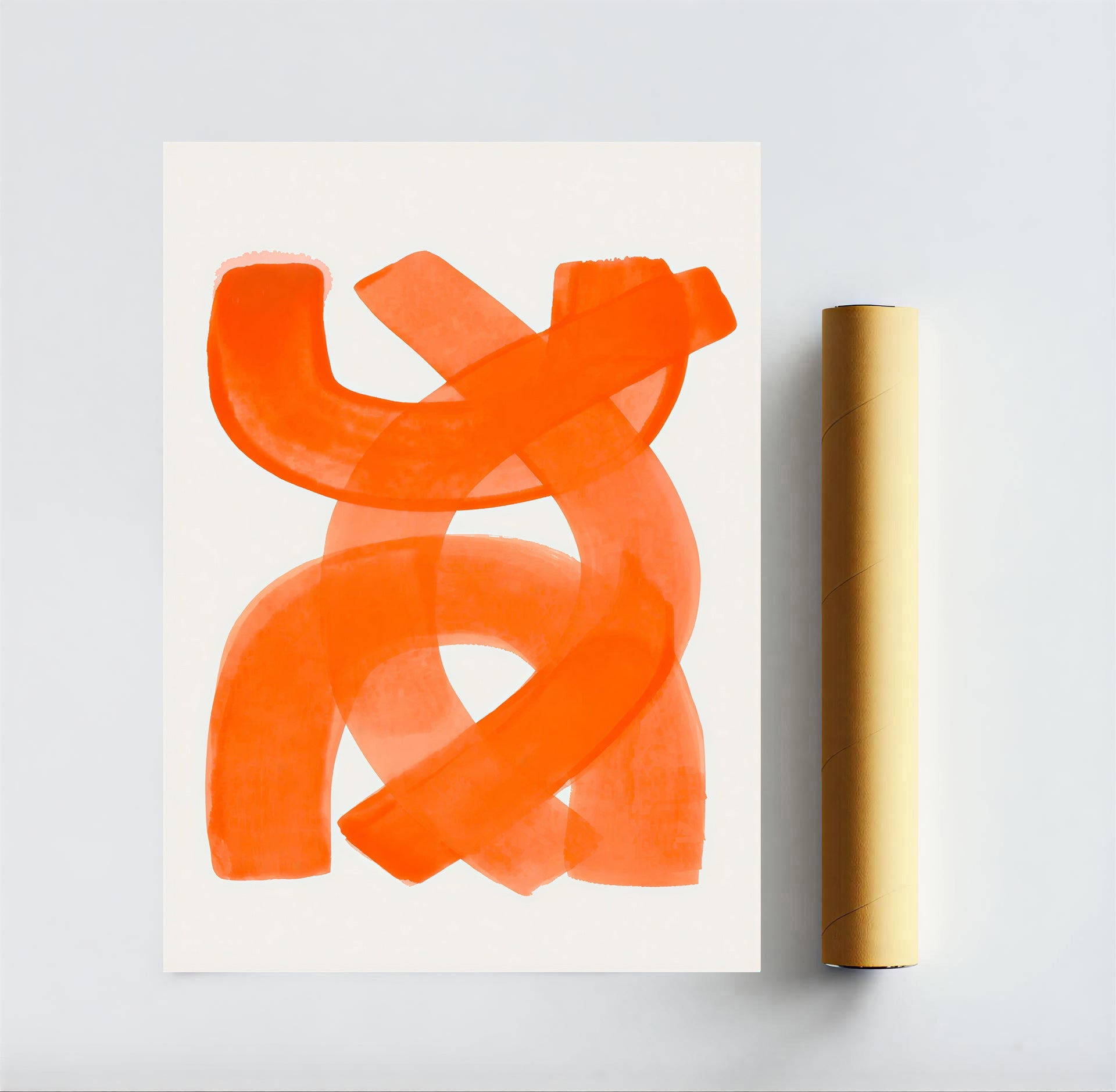 Lámina de arte abstracto minimalista en naranja