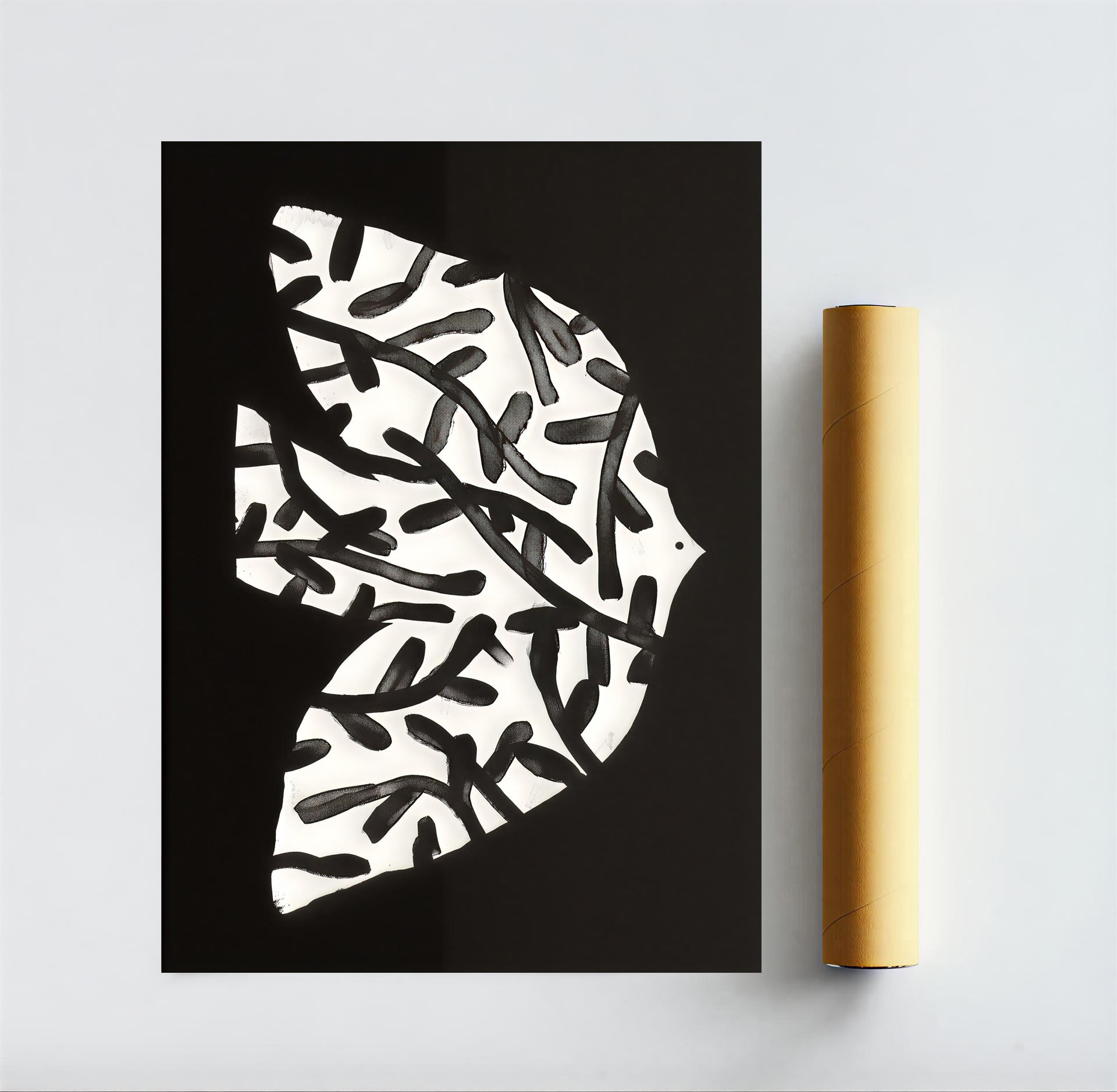Lámina de arte abstracto en blanco y negro