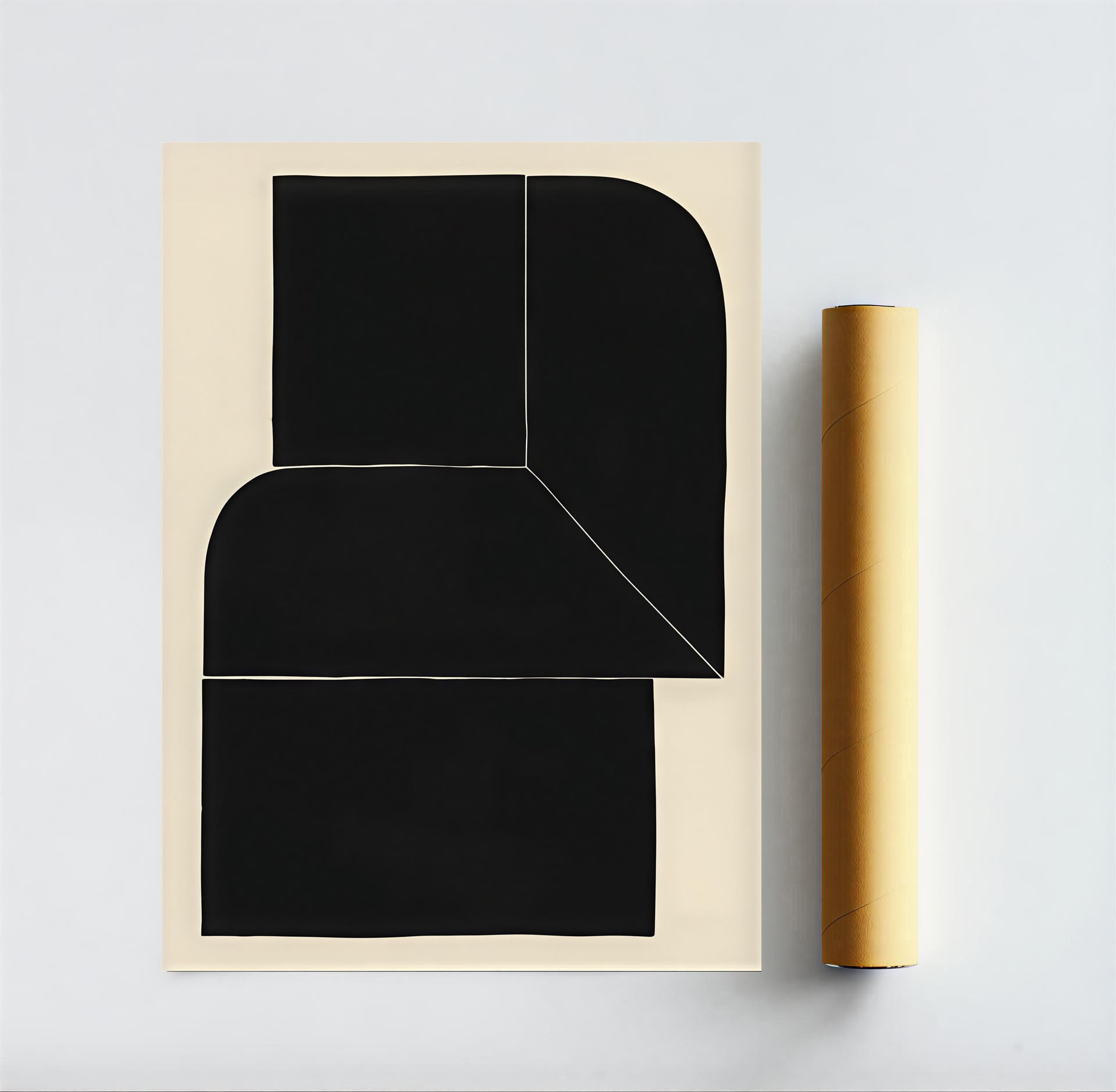 Lámina de arte abstracto minimalista en negro