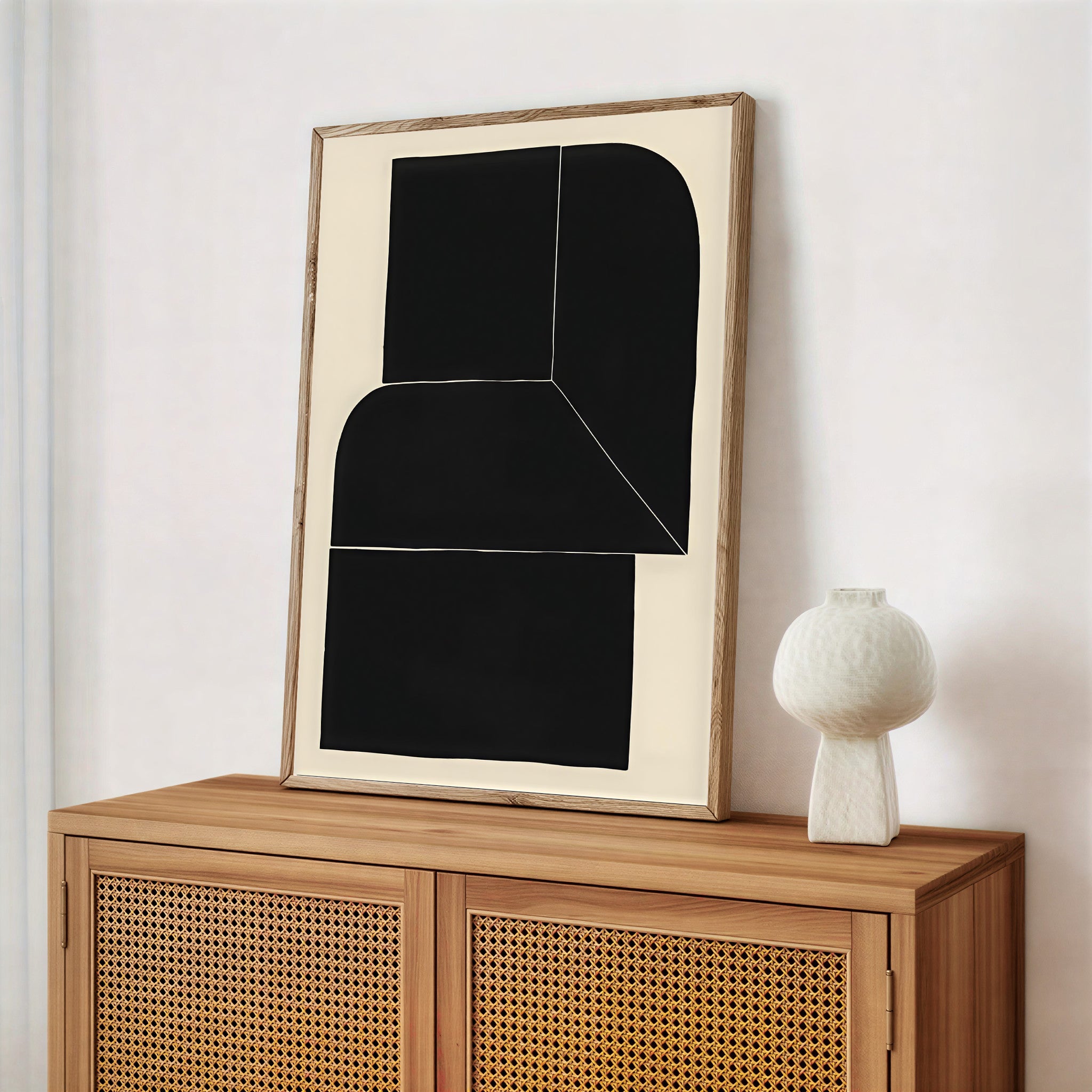 Lámina de arte abstracto minimalista en negro