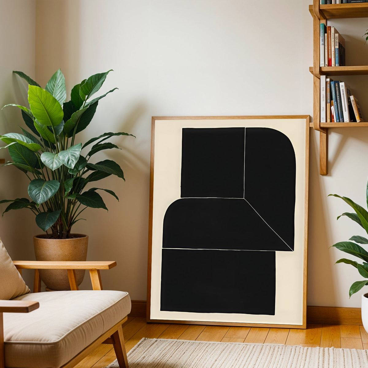 Lámina de arte abstracto minimalista en negro