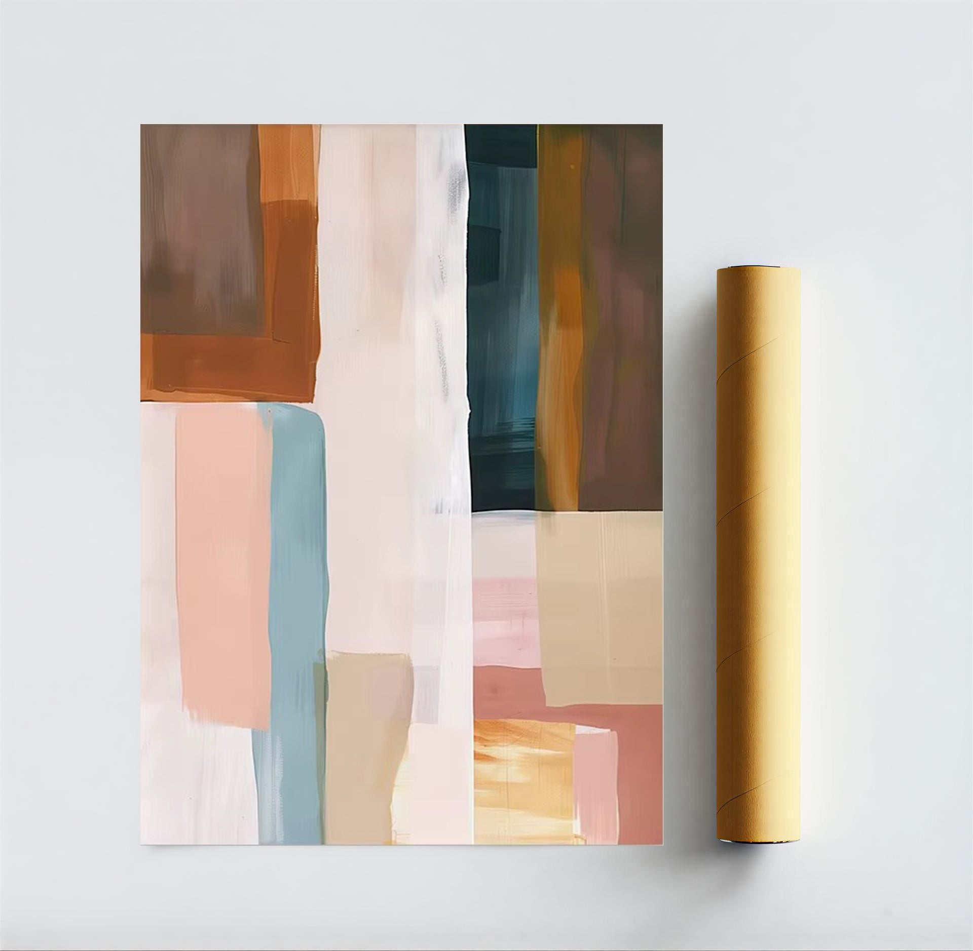 Lámina de arte abstracto moderno en tonos neutros