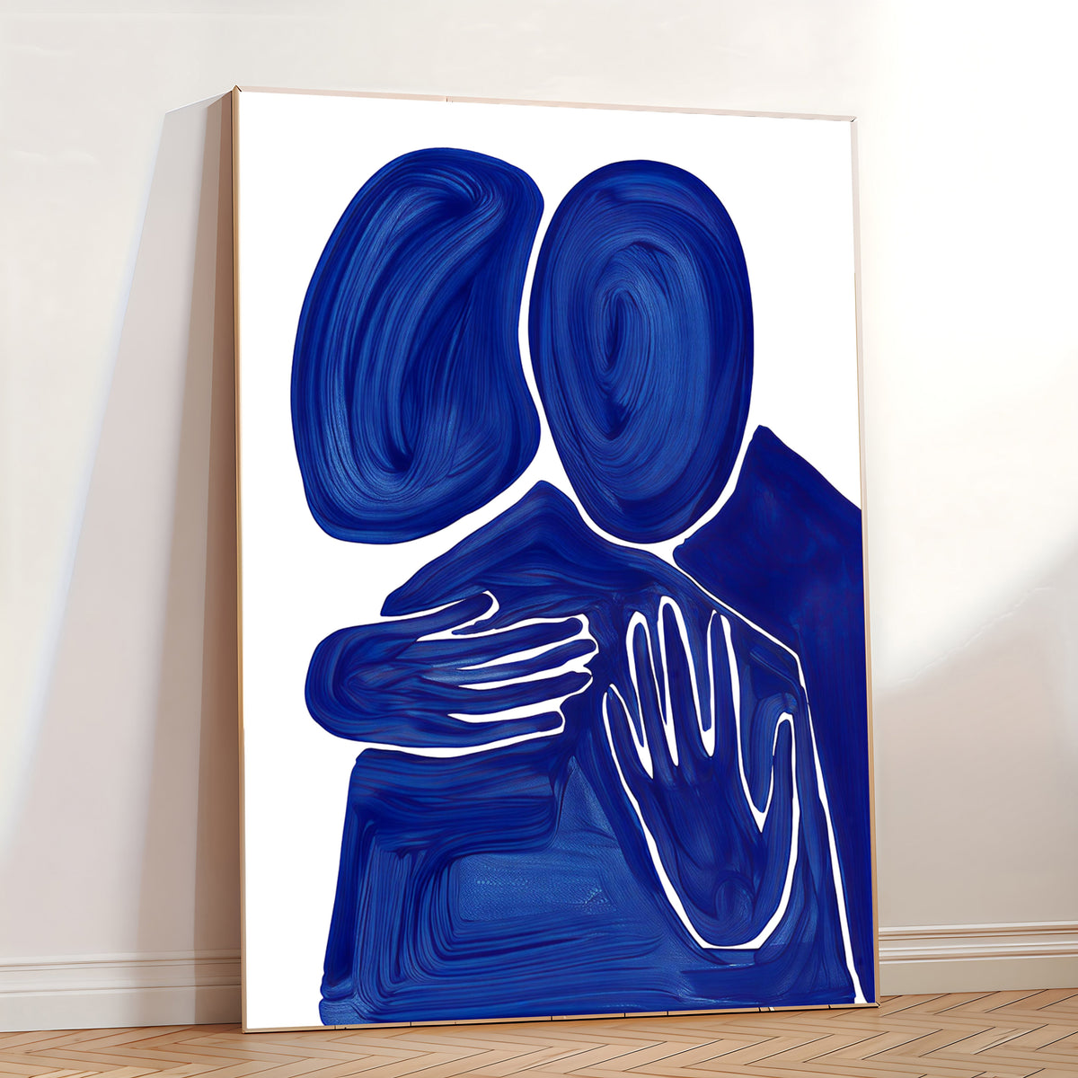 Lámina abstracta Abrazo en azul