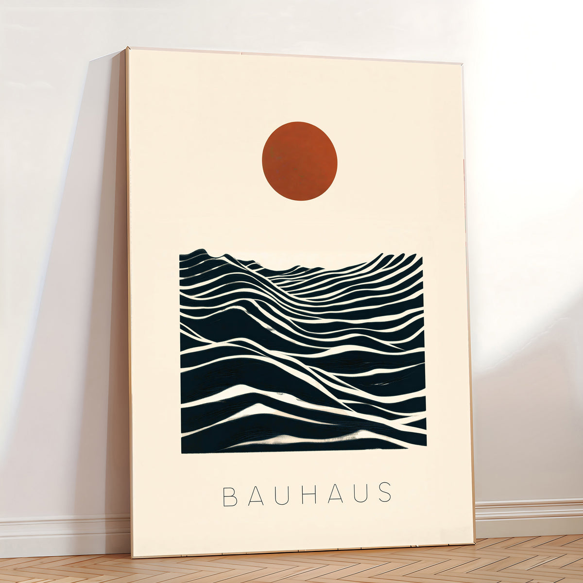 Póster abstracto Bauhaus de sol y olas