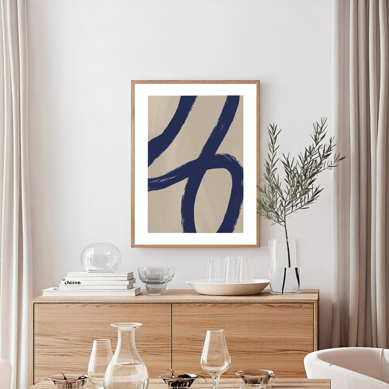 Lámina minimalista abstracta en azul marino