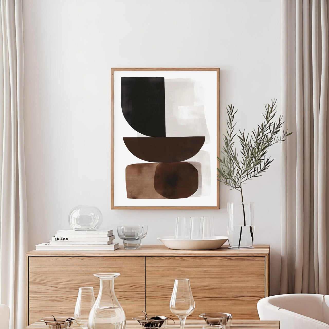 Arte abstracto de pared en tonos neutros