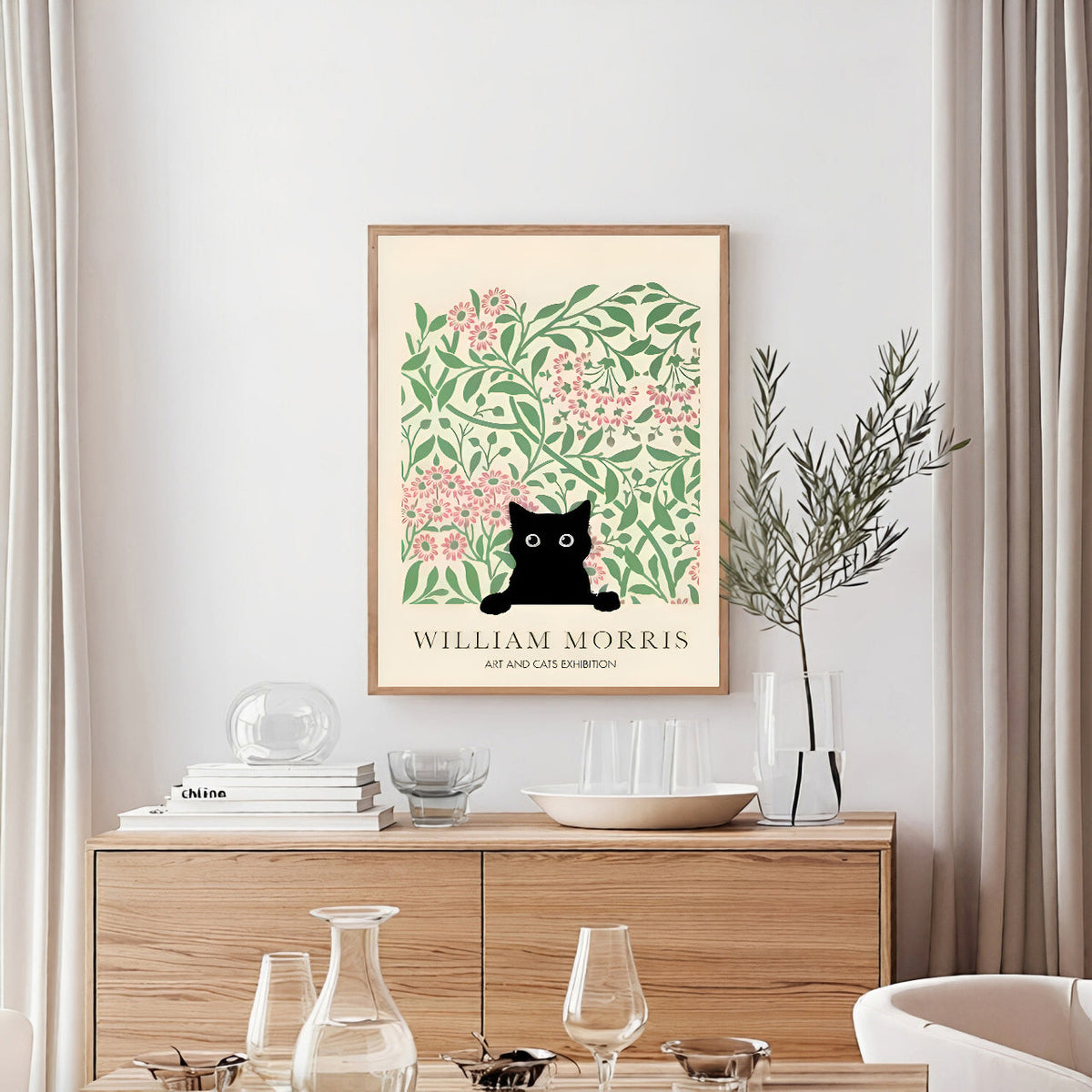 Lámina de gato negro William Morris