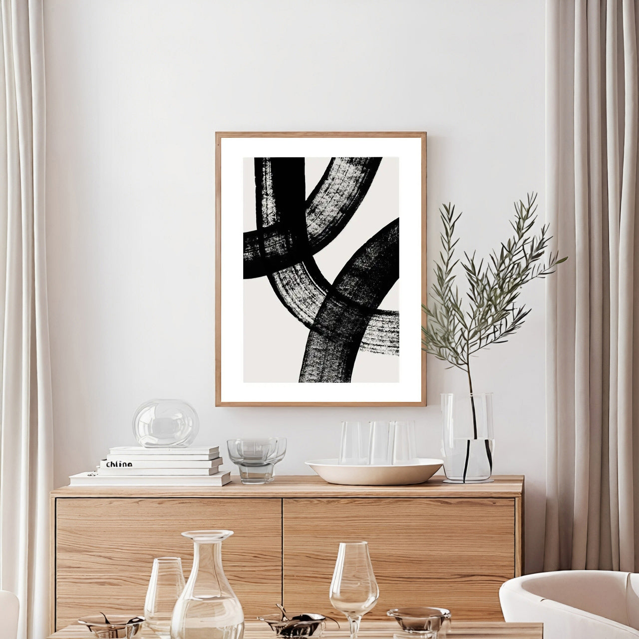 Lámina de arte abstracto en blanco y negro