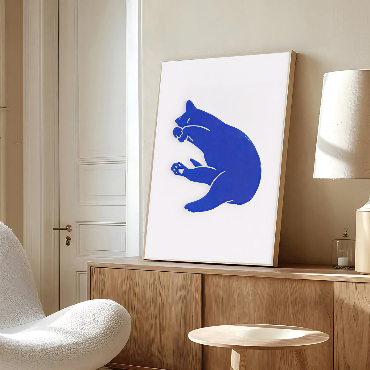 Lámina minimalista de gato azul