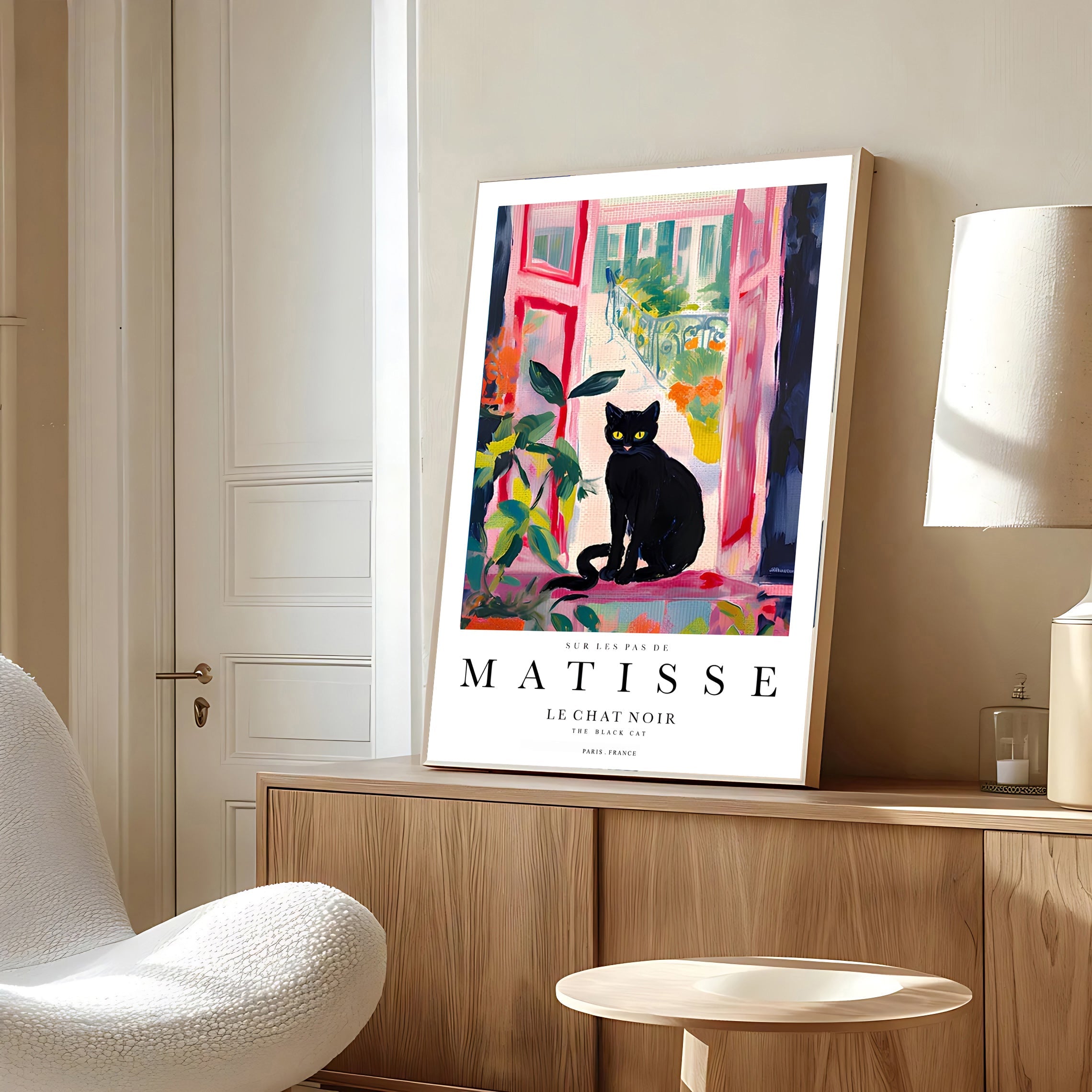 Lámina de gato negro inspirada en Matisse