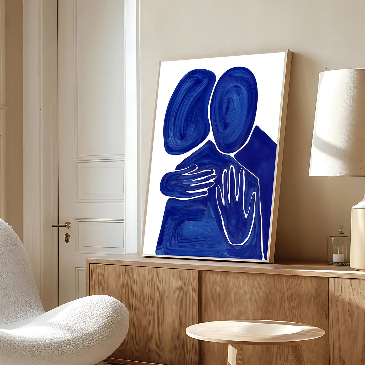 Lámina abstracta Abrazo en azul