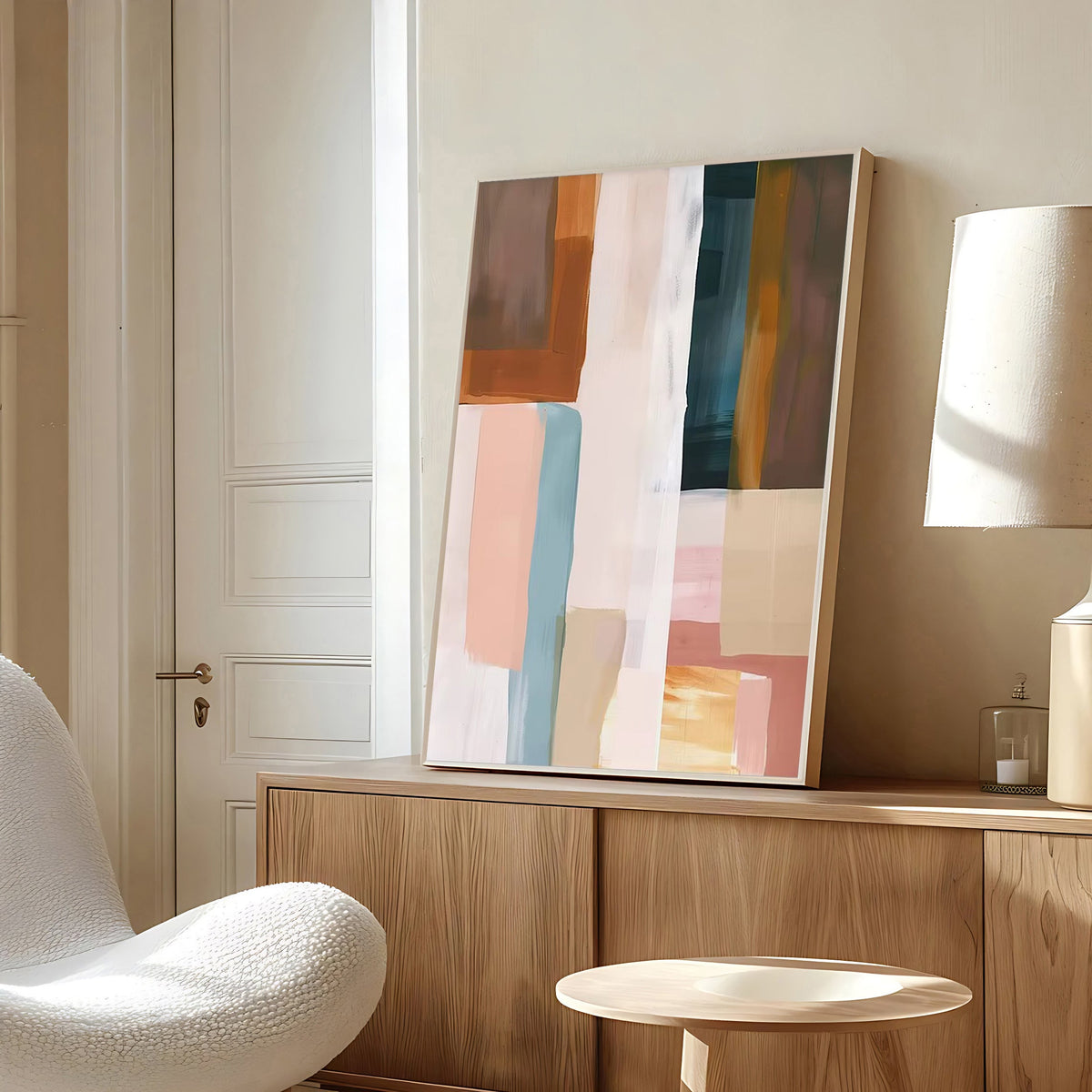 Lámina de arte abstracto moderno en tonos neutros