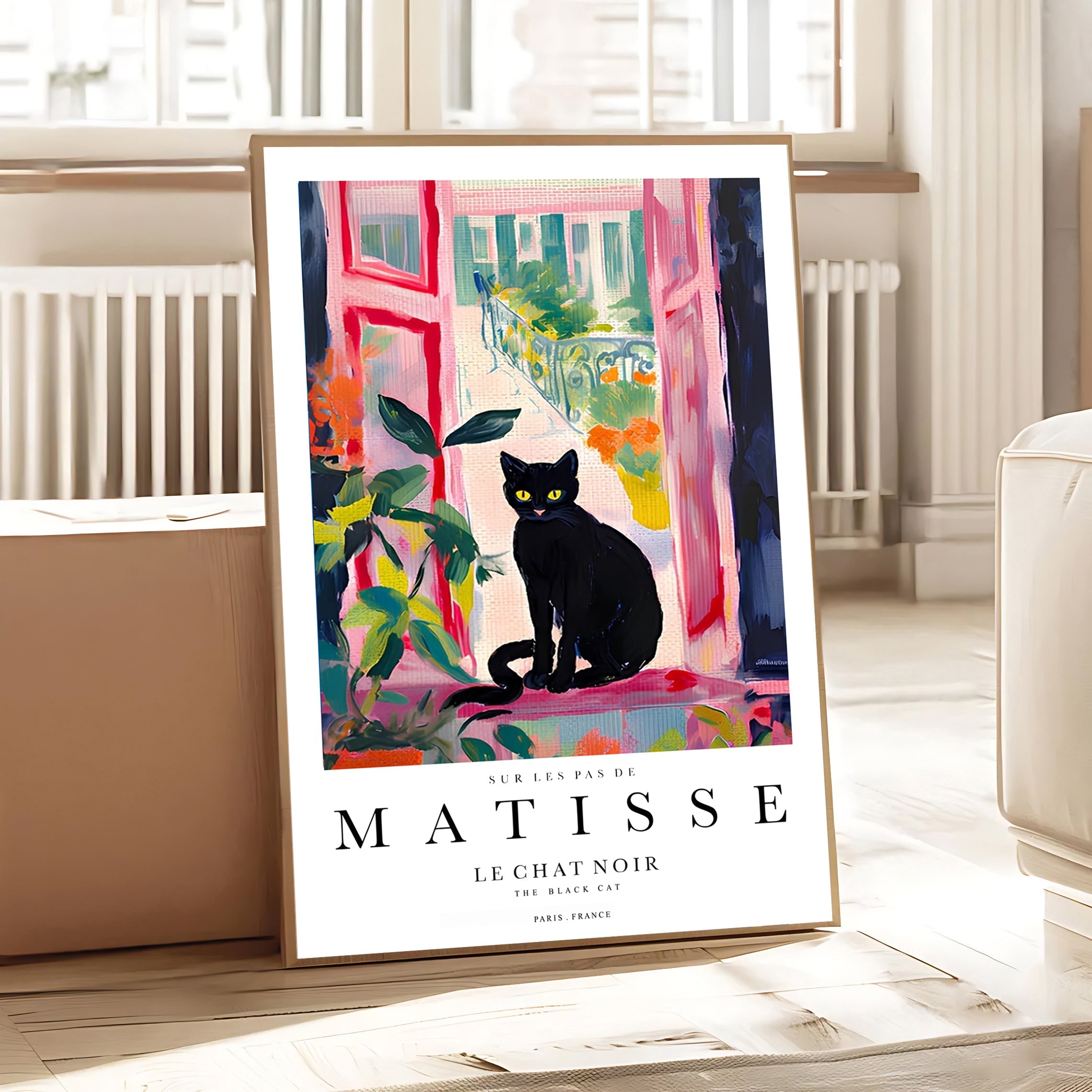 Lámina de gato negro inspirada en Matisse