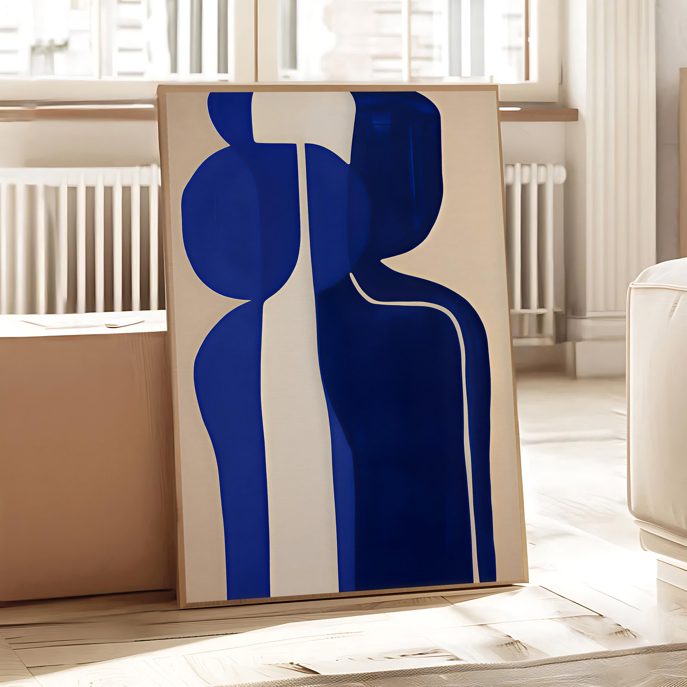 Lámina minimalista de figura abstracta en azul