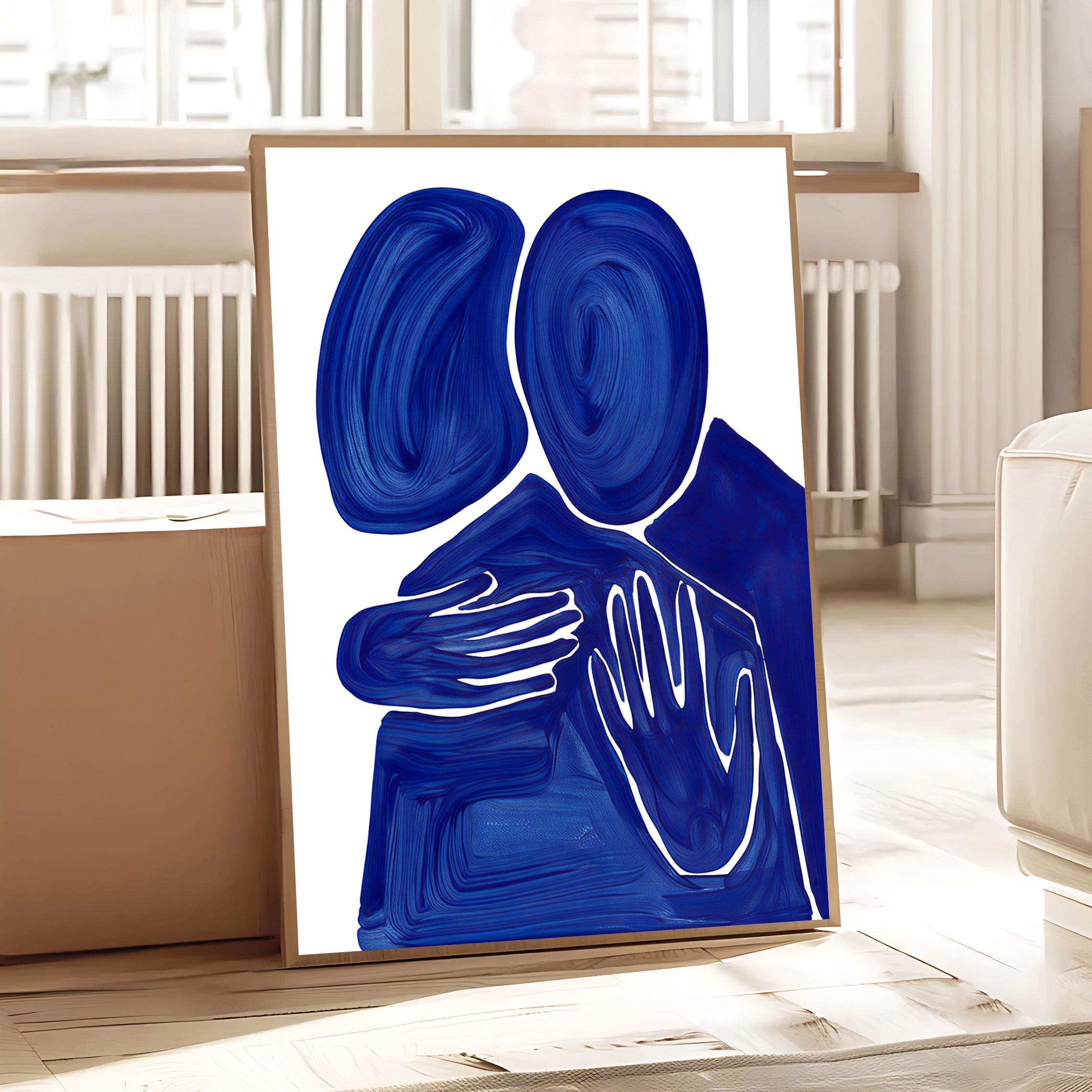 Lámina abstracta Abrazo en azul