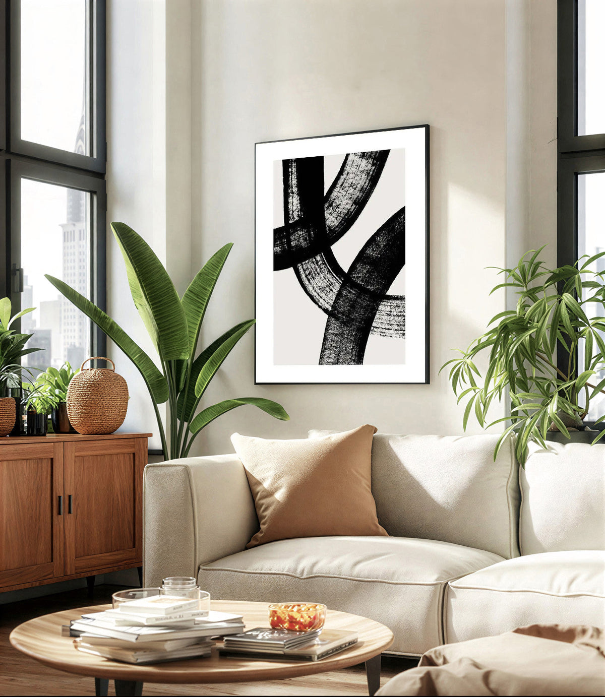 Lámina de arte abstracto en blanco y negro