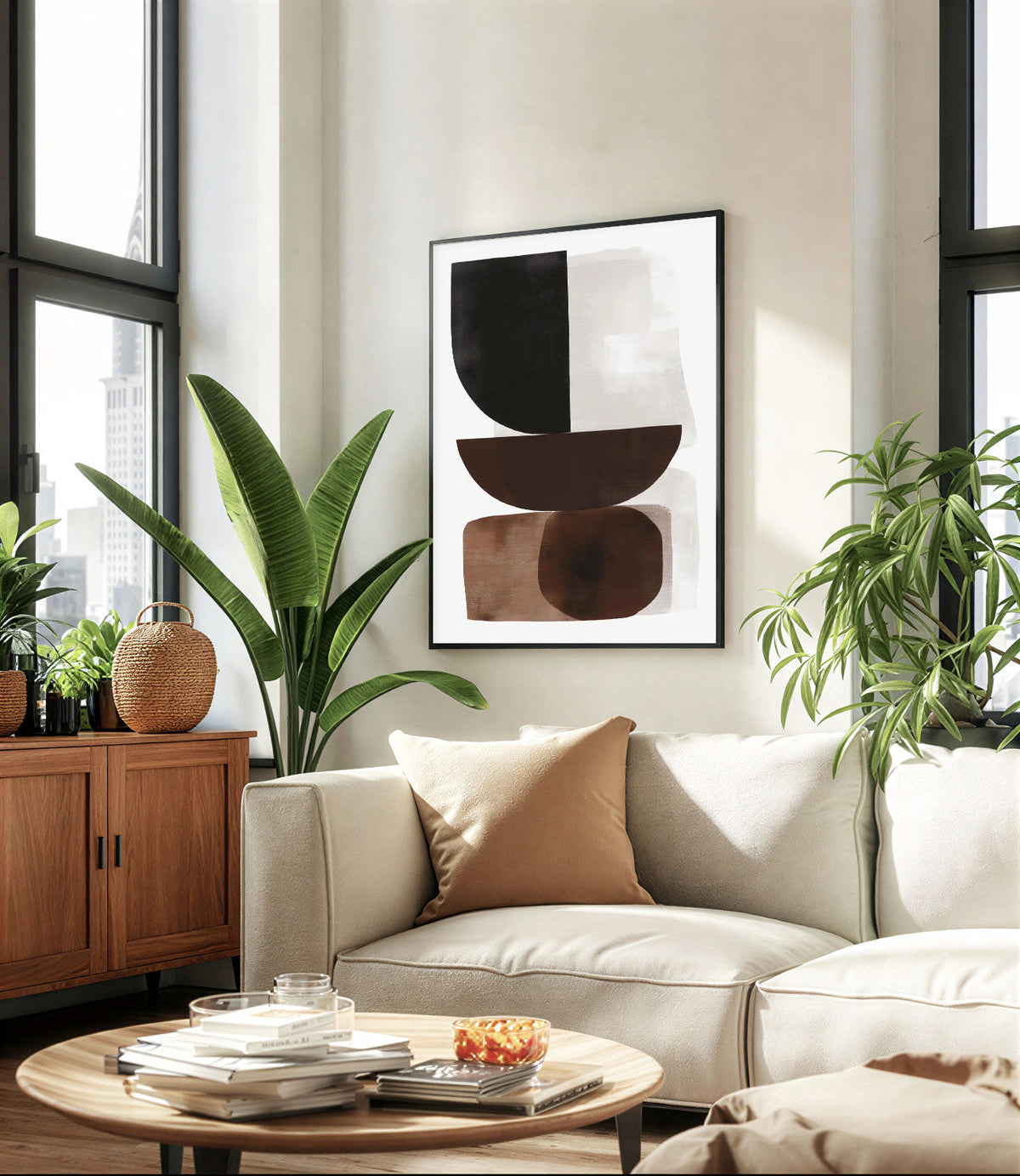 Arte abstracto de pared en tonos neutros