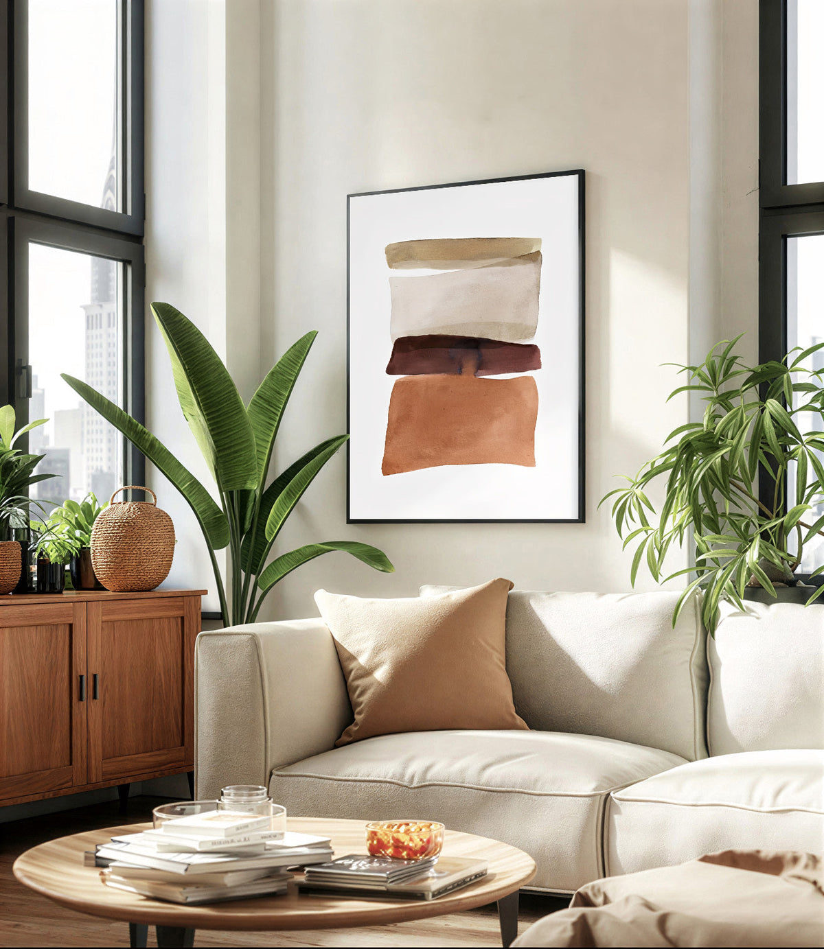 Lámina de arte abstracto en tonos neutros