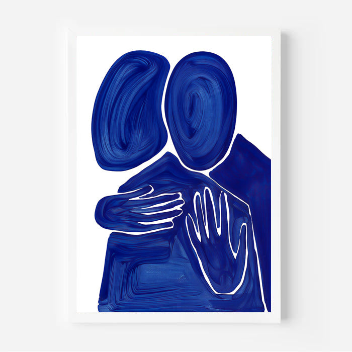 Lámina abstracta Abrazo en azul