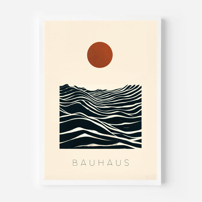 Póster abstracto Bauhaus de sol y olas