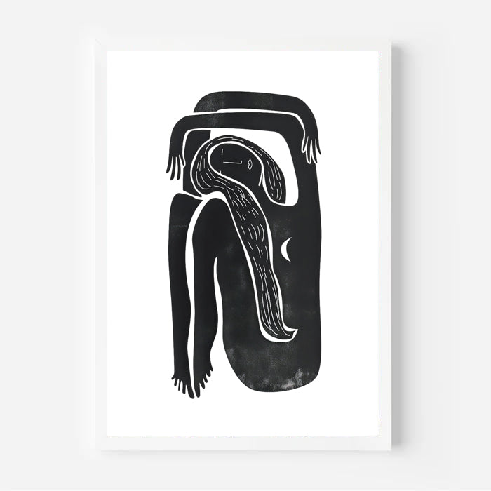 Lámina de arte abstracto minimalista de línea negra