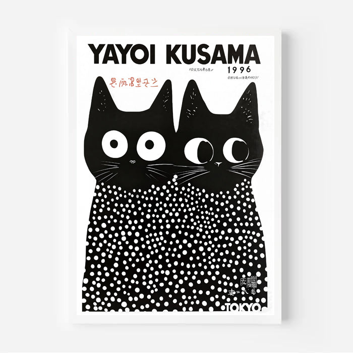 Póster de gato Yayoi Kusama (1996) – Decoración de pared con lunares