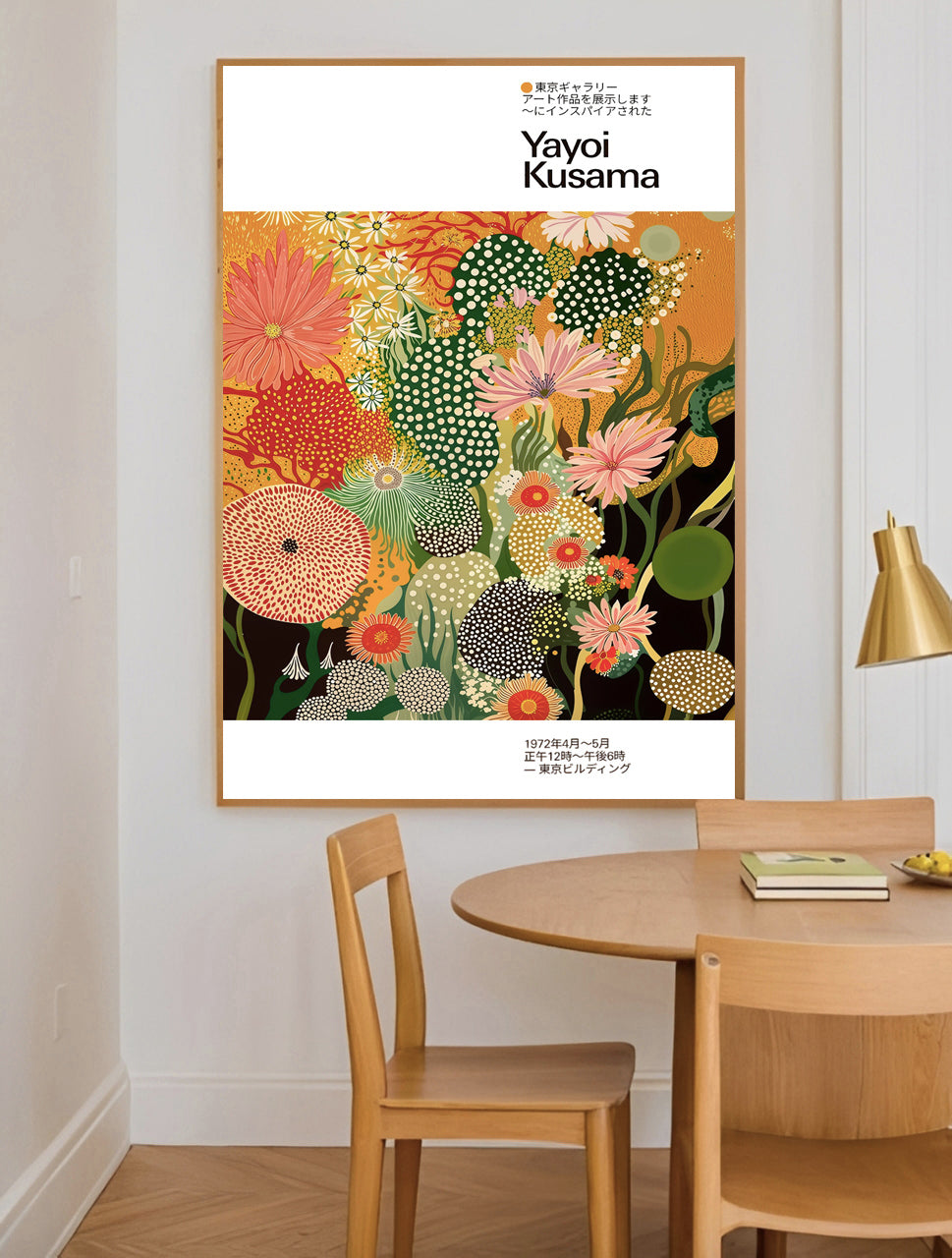 Lámina floral de lunares inspirada en Yayoi Kusama