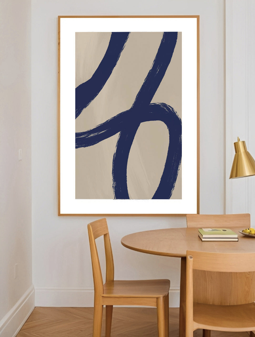 Lámina minimalista abstracta en azul marino