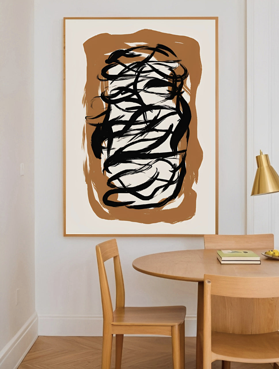 Lámina de arte abstracto con pincelada negra