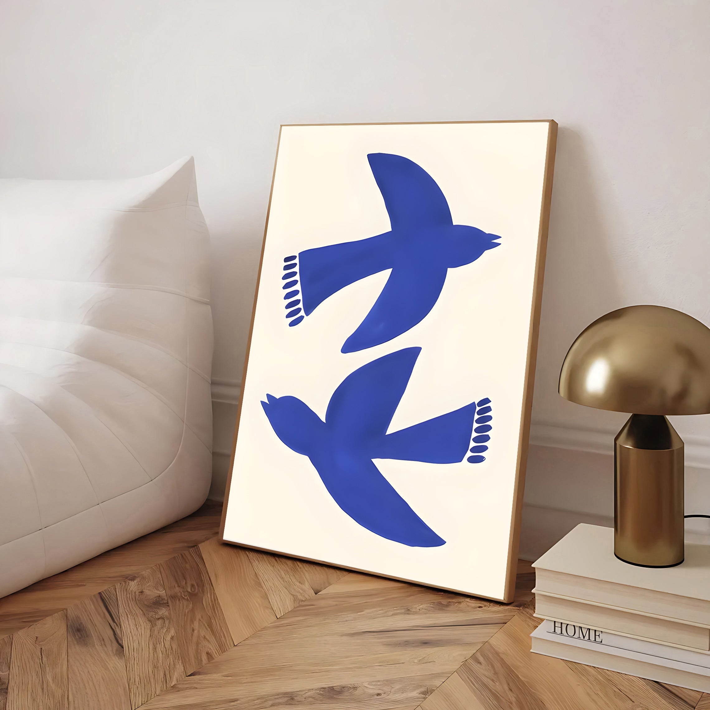 Lámina minimalista de pájaro azul