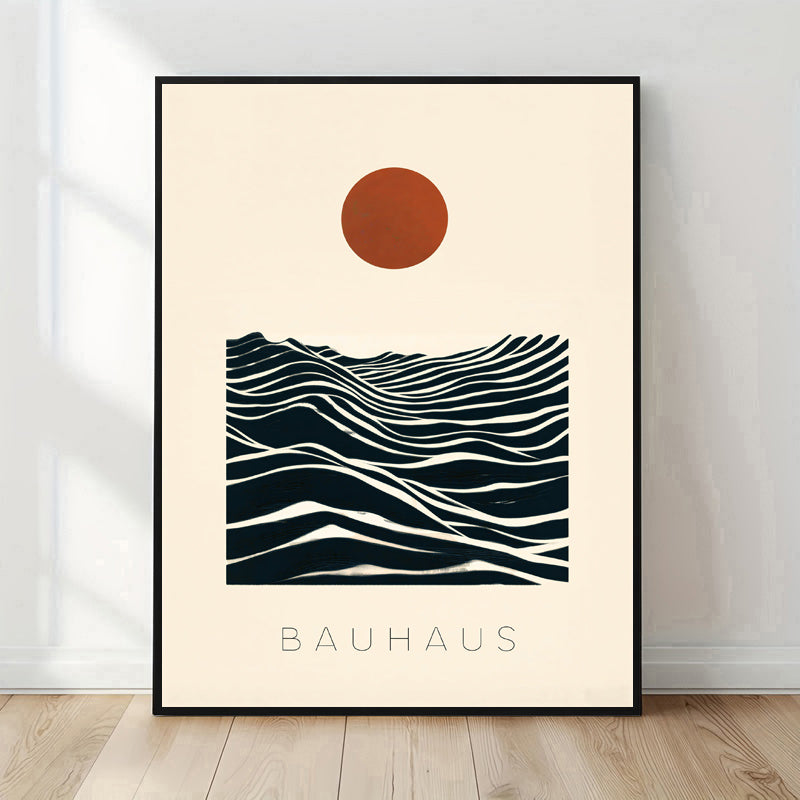 Póster abstracto Bauhaus de sol y olas