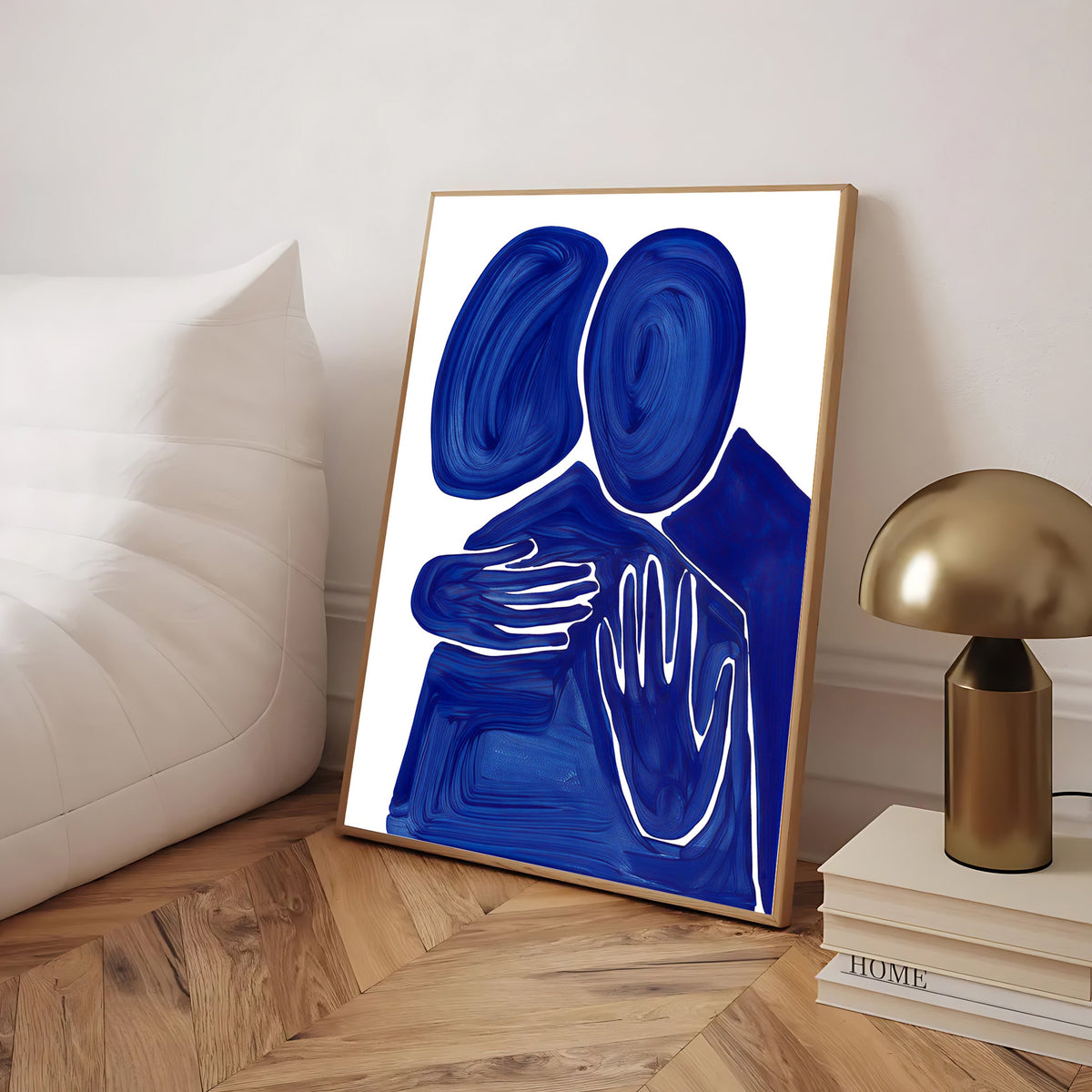 Lámina abstracta Abrazo en azul