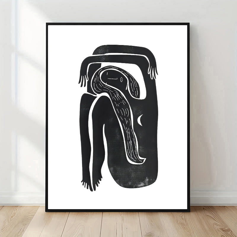 Lámina de arte abstracto minimalista de línea negra